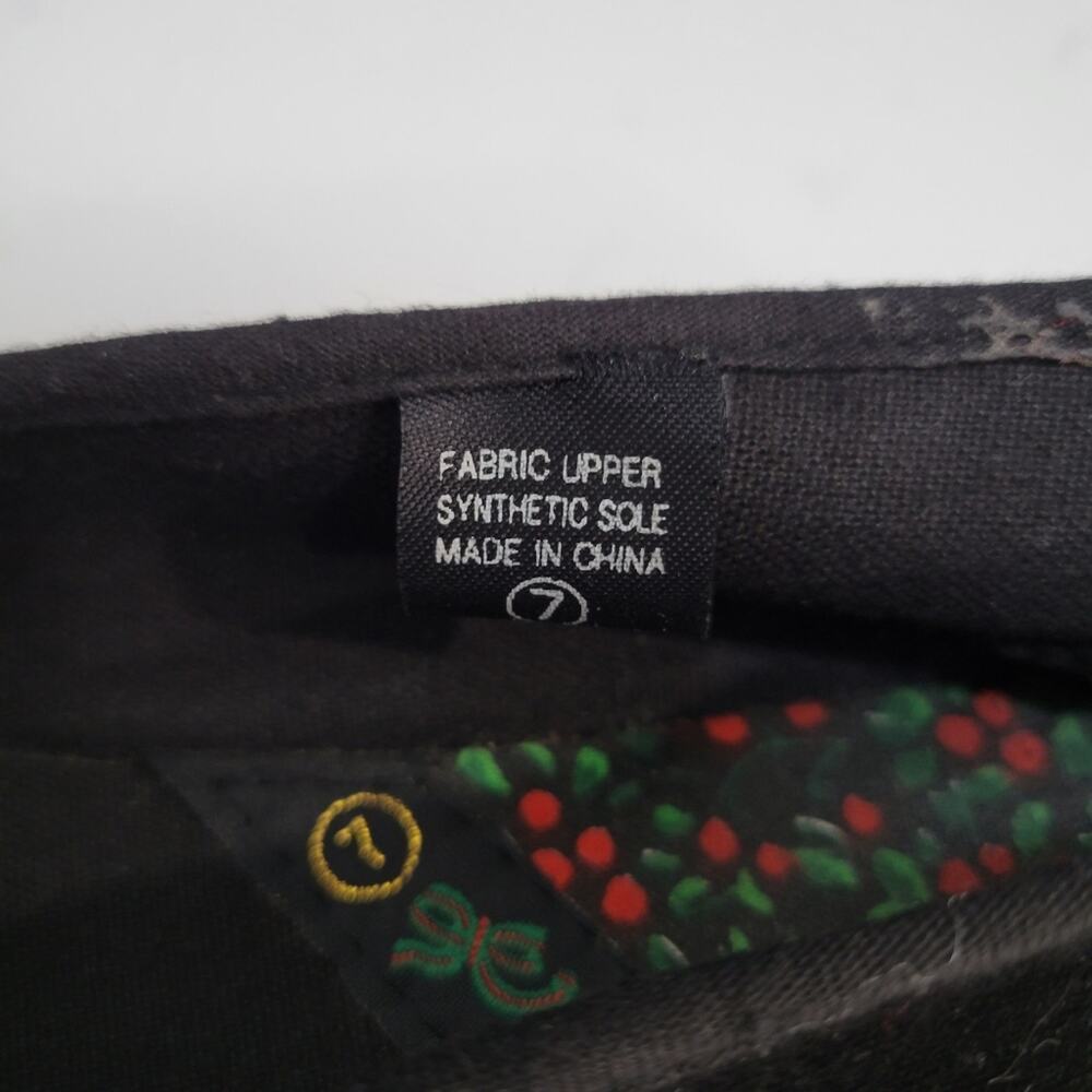 Christmas Flats Black Velvet with Red bells Gold and Green accent colors. - Picture 6 of 7